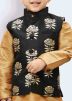 Readymade Black Floral Woven Kids Nehru Jacket