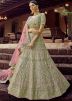Bridesmaid Green Georgette Embroidered Lehenga Choli