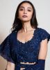 Navy Blue Embellished Readymade Pleated Lehenga Choli