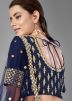 Navy Blue Mirror Work Lehenga In Silk