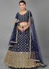 Navy Blue Mirror Work Readymade Lehenga Choli Online Shopping In Silk