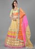 Multicolor Bridesmaid Lehenga Choli In Net