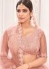 Peach Sequins Embroidered Net Lehenga Choli With Dupatta