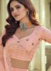 Peach Sequins Embellished Lehenga Choli In Georgette