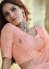 Peach Embroidered Georgette Lehenga Choli