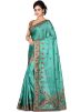 Turquoise Pure Silk Embroidered Saree
