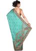 Turquoise Pure Silk Embroidered Saree