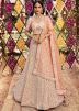 Peach Embroidered Crape Lehenga Choli With Dupatta