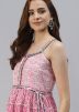 Pink Readymade Printed Flared Kurti Style Lehenga