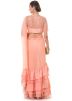 Peach Frilled Lehenga Style Designer Saree