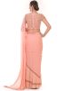 Peach Draped Style Designer Saree With Blouse