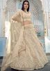 Cream Organza Lehenga Choli With Mirror Work