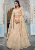 Cream Organza Lehenga Choli With Mirror Work