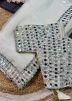White Mirror Work Saree In Satin