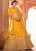 Yellow Mirror Embellished Lehenga Choli In Art Silk
