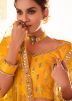 Yellow Mirror Embellished Lehenga Choli In Art Silk