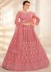 Peach Embroidered Lehenga Choli In Net