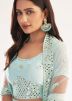 Green Mirror Embellished Lehenga Choli In Net