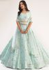 Green Mirror Embellished Lehenga Choli In Net