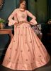 Peach Embroidered Lehenga Choli In Georgette