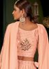 Peach Embroidered Lehenga Choli In Georgette