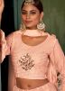 Peach Embroidered Lehenga Choli In Georgette