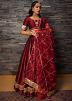 Maroon Lace Work Art Silk Lehenga Choli