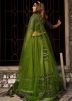 Green Block Printed Cotton Silk Lehenga Choli