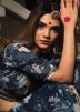 Blue Floral Printed Chanderi Lehenga Choli
