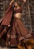 Brown Hand Block Print Latest Stylish Readymade Lehenga Choli Online USA