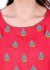 Red Embroidered Flared Kurta With Bottom