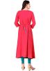 Red Embroidered Flared Kurta With Bottom