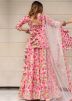 Pink Block Printed Kurti Style Lehenga