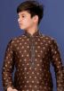 Brown Readymade Kids Kurta Churidaar Set