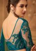 Shaded Green Chiffon Saree With Embroidered Blouse