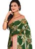 Green And Red Woven Pure Silk Saree