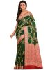 Green And Red Woven Pure Silk Saree