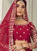 Red Mirror Embroidered Georgette Lehenga Choli With Dupatta