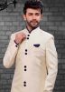 Cream Readymade Sherwani With Dhoti Pant
