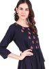Black Embroidered Flared Kurta With Bottom