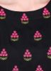 Black Embroidered Flared Kurta With Bottom