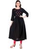 Black Embroidered Flared Kurta With Bottom