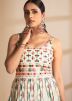 White Embroidered Readymade Kurti Style Lehenga In Georgette