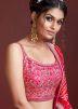 Pink And Red Sequined Lehenga Choli In Silk
