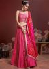 Pink And Red Sequined Indian Lehenga Choli Online In Silk USA