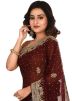 Brown Embroidered Georgette Saree With Blouse