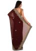 Brown Embroidered Georgette Saree With Blouse