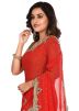 Red Georgette Embroidered Bridal Saree