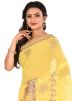 Yellow Georgette Embroidered Saree With Blouse