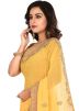 Yellow Georgette Embroidered Saree With Blouse
